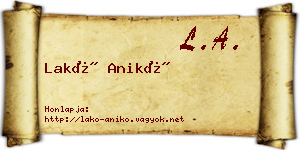 Lakó Anikó névjegykártya