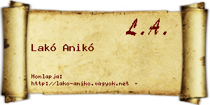 Lakó Anikó névjegykártya